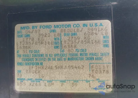 1987 Ford F250 z USA, uszkodzony, nr VIN 1FTHX26L5HKA85462